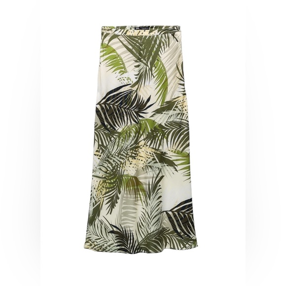 ZARA NWT High Waisted Tropical Flare Midi/ Maxi Skirt Size Large Zip Closure - Picture 5 of 11